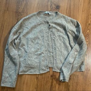 gray button up sweater